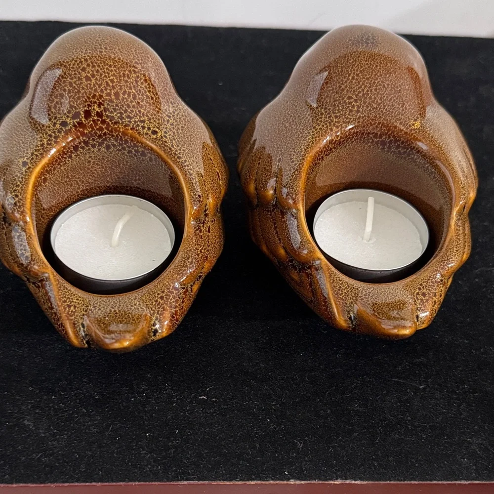 Vintage PartyLite Ceramic WoodlandBird Votive Candle Holder Pair (retired model) - Picture 9 of 11